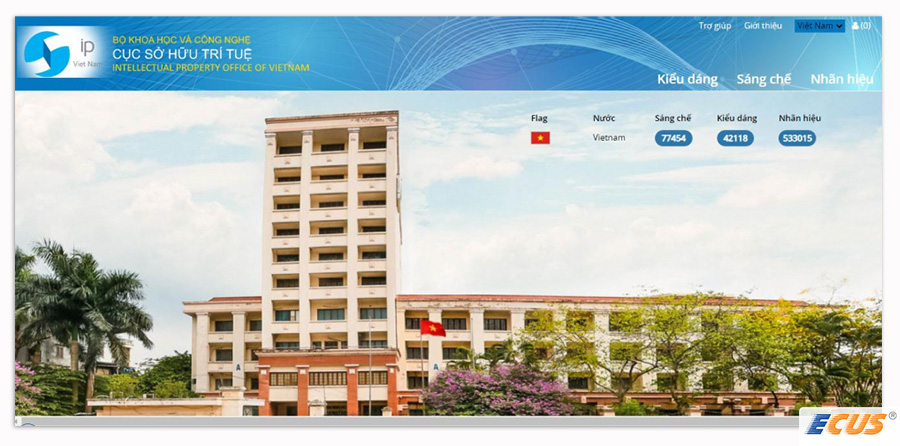 Giao diện trang chủ công cụ tra cứu trực tuyến WIPO Publish của Cục Sở hữu trí tuệ.