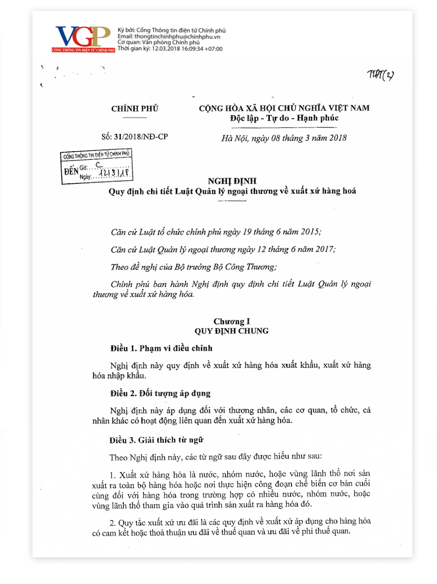 Xem chi tiết hoặc tải về Nghị định 31/2018/NĐ-CP file PDF