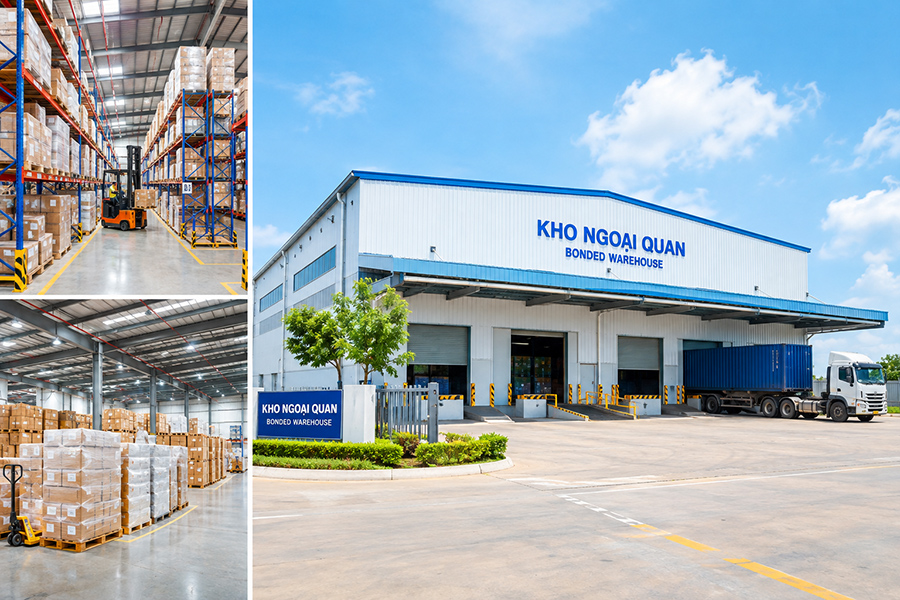 Hàng hóa được lưu trữ trong kho ngoại quan.
