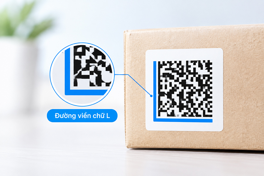 Mã Data Matrix với hai cạnh liền tạo hình chữ L