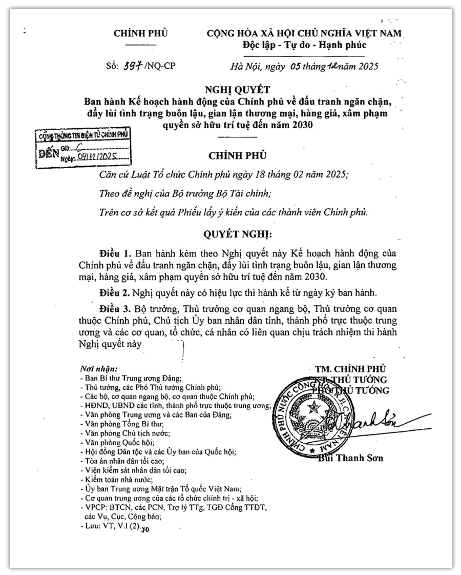 Nghị quyết số 397/NQ-CP ngày 05/12/2025 của Chính phủ
