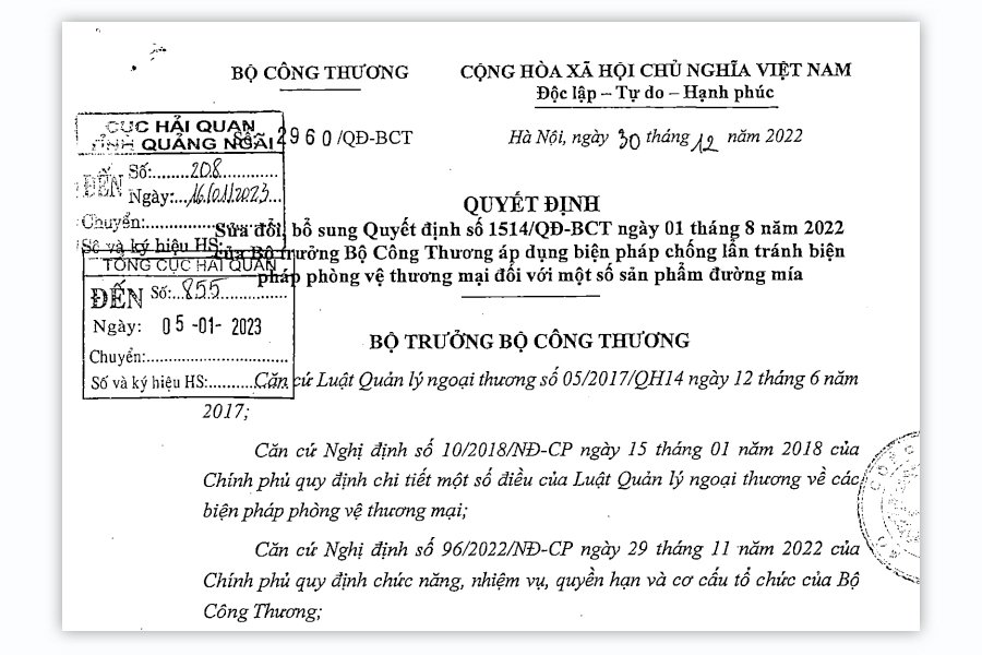 Quyết định số 2960/QĐ-BTC của Bộ Công thương